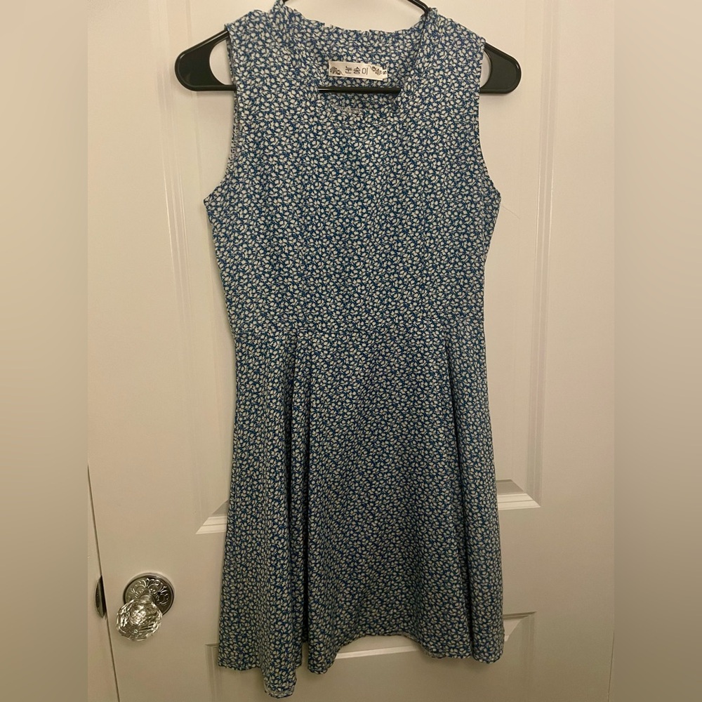 Source Unknown Blue Floral Midi Dress